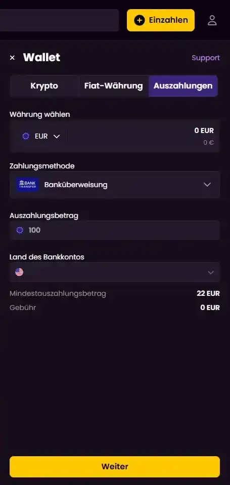 iWild Auszahlungsbereich mit Cash-out-Optionen